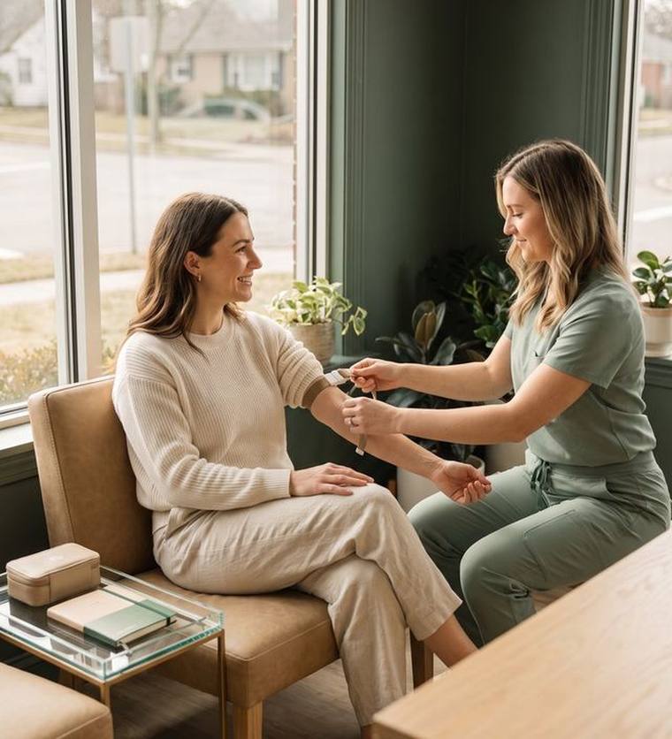 A certified phlebotomist performing a routine blood draw